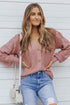 Bishop Sleeve V-Neck Drop Shoulder Button Front Knit Cardigan Sweater
